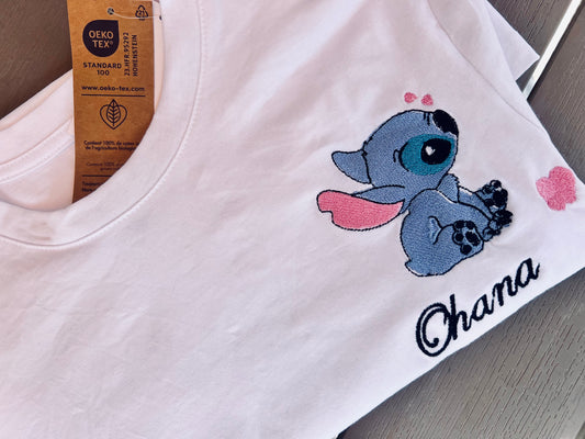 T-shirt bianca personalizzata stitch S-XL