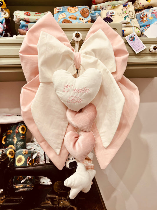 Fiocco nascita con 3 cuori